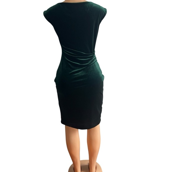 Vince Camuto Womens Velvet Midi Bodycon Dress Green - Picture 8 of 9
